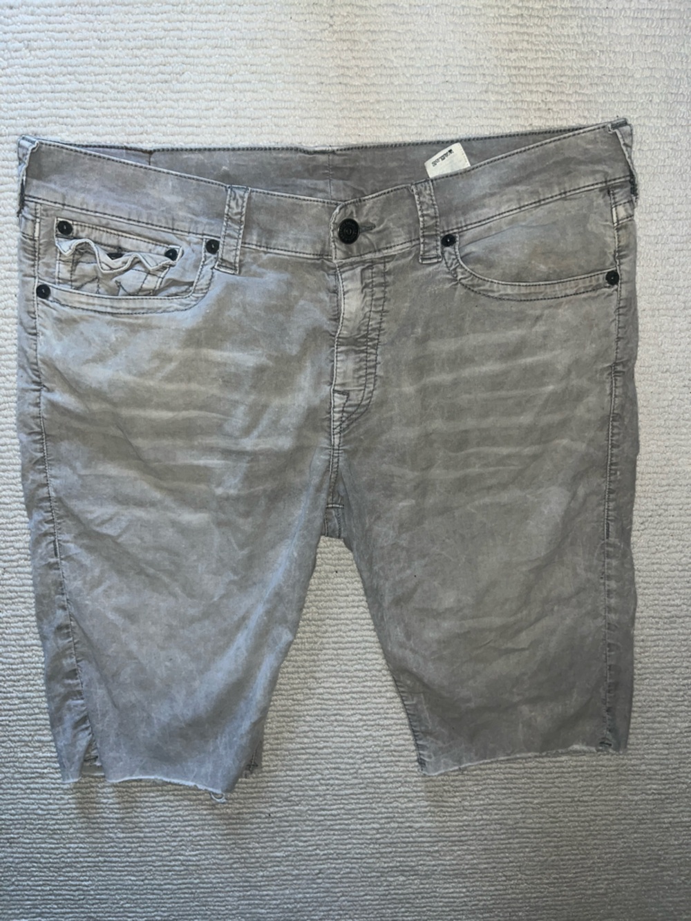 True Religion Men's Gray Washed Denim Shorts